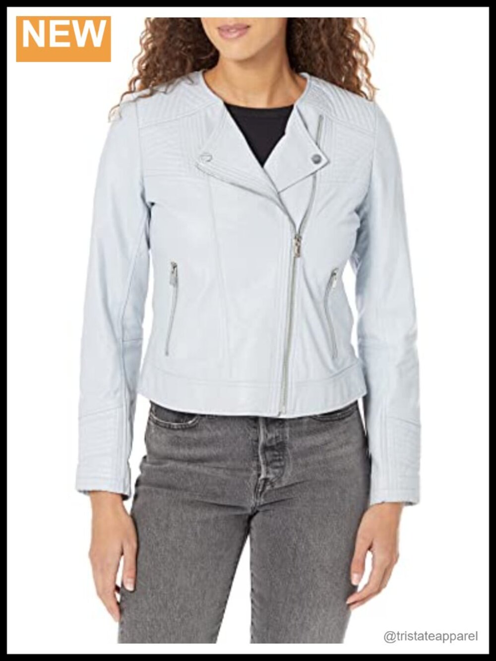 Moto Jacket Quilted Leather Zip Up Long Sleeve